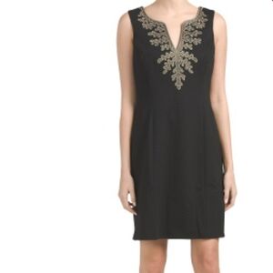 PAPAGALLO sheath  texture embroidered detail dress